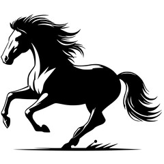 Silhouette of a running horse