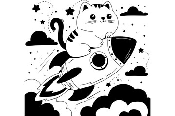cat on a rocket