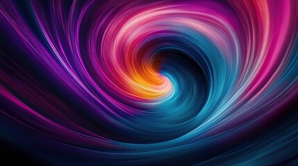 Swirling vortex of space-time with colorful light trails black hole background