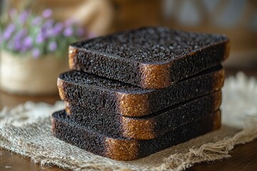 Stack of Toasted Bread Slices with a Blurred Background