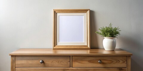 Empty picture frame on chest of drawers