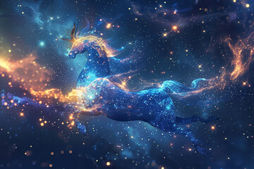 Astrological composition with concept of Horse zodiac sign symbol