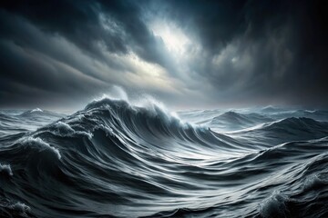 Elegant low angle black and grey background with waves