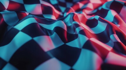 Checkered Race Flag. Freeze Motion Wavy closeup fabric fluttering Racing Flags background. Formula One flag car motor sport.