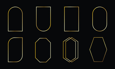 Thin golden geometric frames in art deco style.