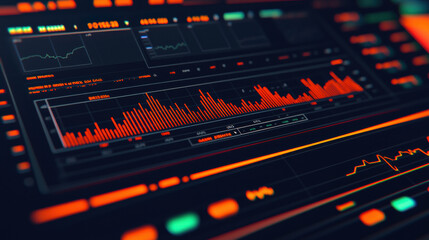 Obraz premium Futuristic financial interface displaying data analysis and trends