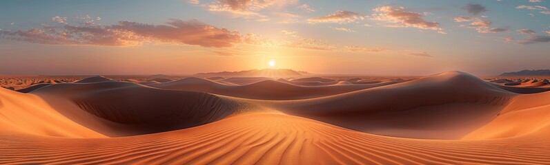 Large amount of sand dunes in the desert, banner, copy space