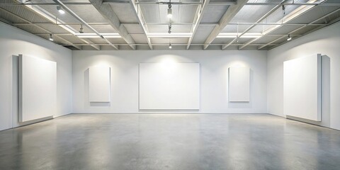 Obraz premium Empty gallery with blank canvas mockup