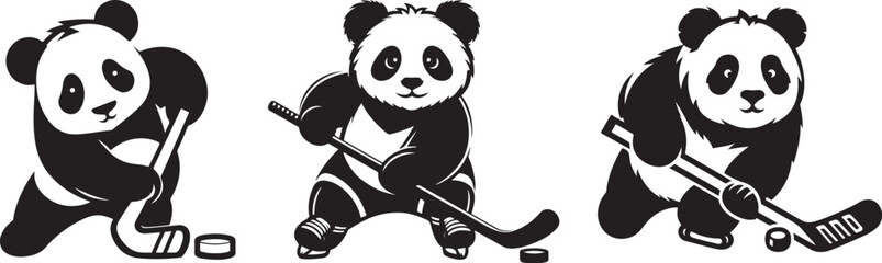 Panda playing hockey vector illustration design