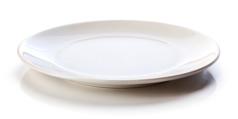 Empty plate isolated on white background at a tilted angle