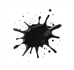 Black ink splash creates striking visual on white background, evoking creativity and artistic expression. This vector illustration captures essence of fluidity and motion