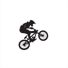 BMX bike player vector illustration for icon, symbol or logo. BMX bike player template logo. BMX player silhouette. bmx bike