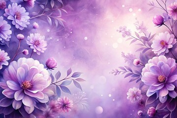 Enchanting purple watercolor floral background with elegant blossoms Macro