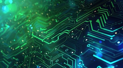 Obraz premium Abstract Green and Blue Circuit Board