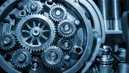 기계의 내부 구조 기어와 피스톤