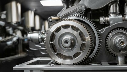 기계의 내부 구조 기어와 피스톤