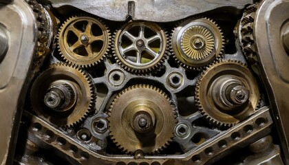 기계의 내부 구조 기어와 피스톤