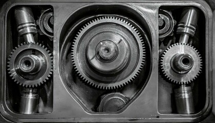 기계의 내부 구조 기어와 피스톤