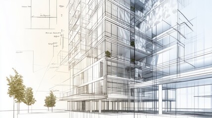 Architectural blueprint showcasing a modern building design.