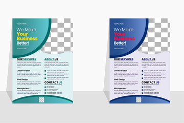 Corporate business flyer template design set, vector design, geometric & abstract business flyer, editable vector template design