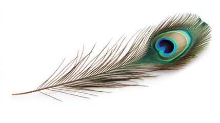 Obraz premium A vibrant peacock feather showcasing its intricate patterns and colors.