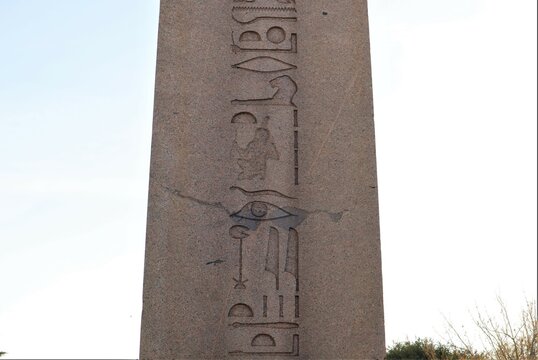 Istanbul, Turkey. 05.05.2024. The Obelisk of Egyptian Pharaoh Thutmosis III or Greek Theodosius; Turkish: Dikilitaş. at the Hippodrome of Constantinople (Sultanahmet Square)