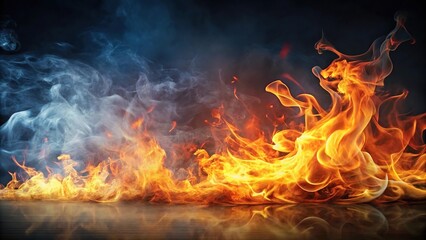 Fototapeta premium Ethereal flames dancing amidst swirls of fire and smoke