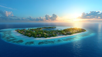 Stunning Aerial View of Maafushi Island in Maldives
