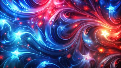 Fototapeta premium Exciting abstract red and blue swirls with patriotic vibe macro