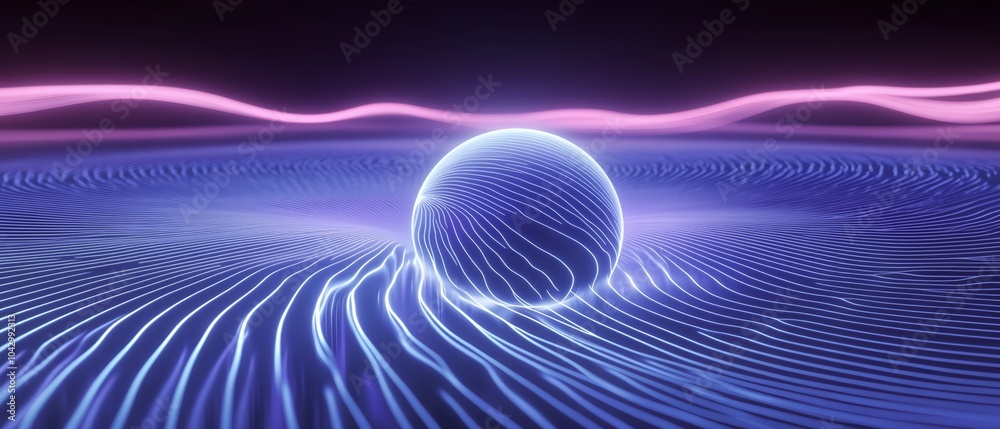 Canvas Prints a blue sphere is floating in a blue ocean. the sphere is surrounded by a series of blue lines. the i