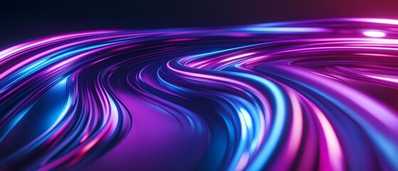 Fototapeta premium A purple and blue line with a blue and purple background. The line is very long and it looks like it is moving
