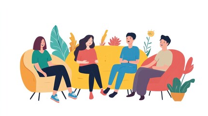 Obraz premium An Asian therapist leading a diverse group in Cognitive Behavioral Therapy for stress management, promoting emotional resilience and inclusivity.