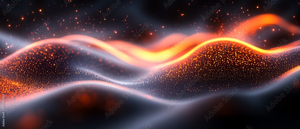 Canvas Prints a black and orange image of a wave with fire and smoke. the image has a mood of chaos and destructio