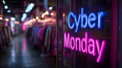 Neon Cyber Monday Banner for Ecommerce and Digital Sales