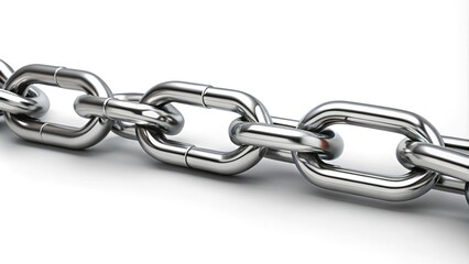 Extreme close-up broken chain part isolated on white background