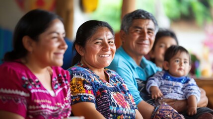 Fototapeta premium Families from various cultural backgrounds participating in storytelling during gatherings, celebrating their heritage and the power of oral traditions.
