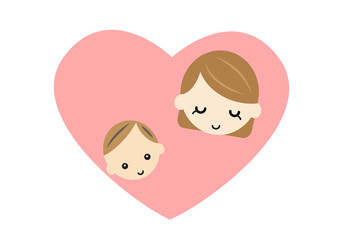 ハートの中の赤ちゃんとお母さん