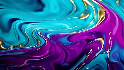 Obraz premium Colorful flowing paint with liquid gold highlights and artistic design for contemporary decor_064