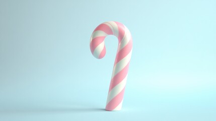 Pink and White Candy Cane on Blue Background