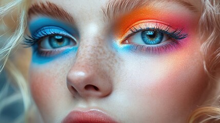 Naklejka premium Beautiful blonde woman with make-up Beautiful woman with make-up