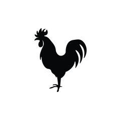Silhouette of a rooster, standing, isolated on white background.vector illustration