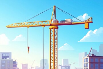 Cartoon Tower Crane with Cheerful Design
