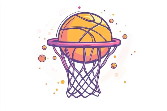 recommend clip art: Cartoon Basketball with Exaggerated Bounce and Playful Net