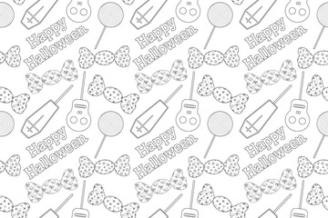 Fun Halloween candy and lollipops pattern for kids coloring pages. Perfect for spooky holiday activities and creative coloring fun.