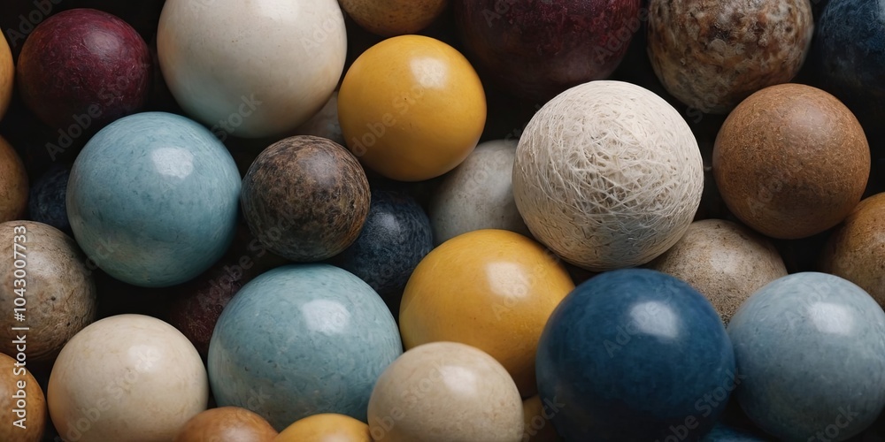Poster a bunch of different colored balls are piled on top of each other