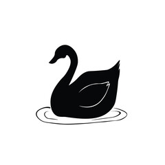 Illustration of a silhouette of a swan on a white background