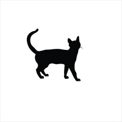 silhouette cat vector art illustration on white background