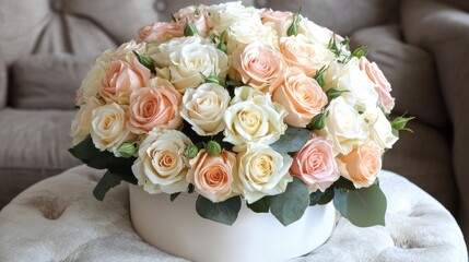 Obraz premium Luxurious arrangement of cream and blush roses