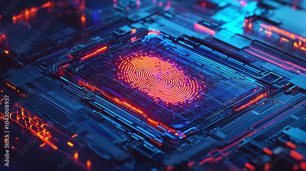 Aufkleber Exploring the future of security a futuristic fingerprint scanner integrated into an advanced circuit board design