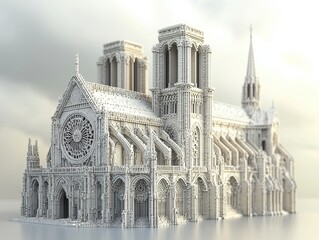 Fototapeta premium Notre Dame Cathedral facade with flying buttresses